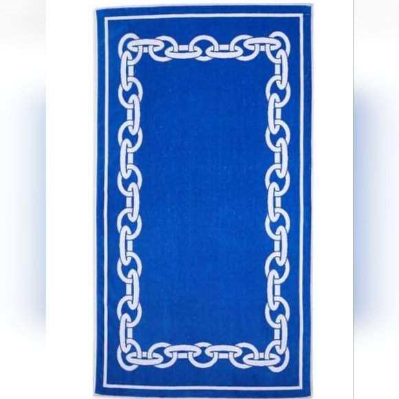 Hudson Park Borderlink (1) Beach Towel Blue & White New - Picture 3 of 3